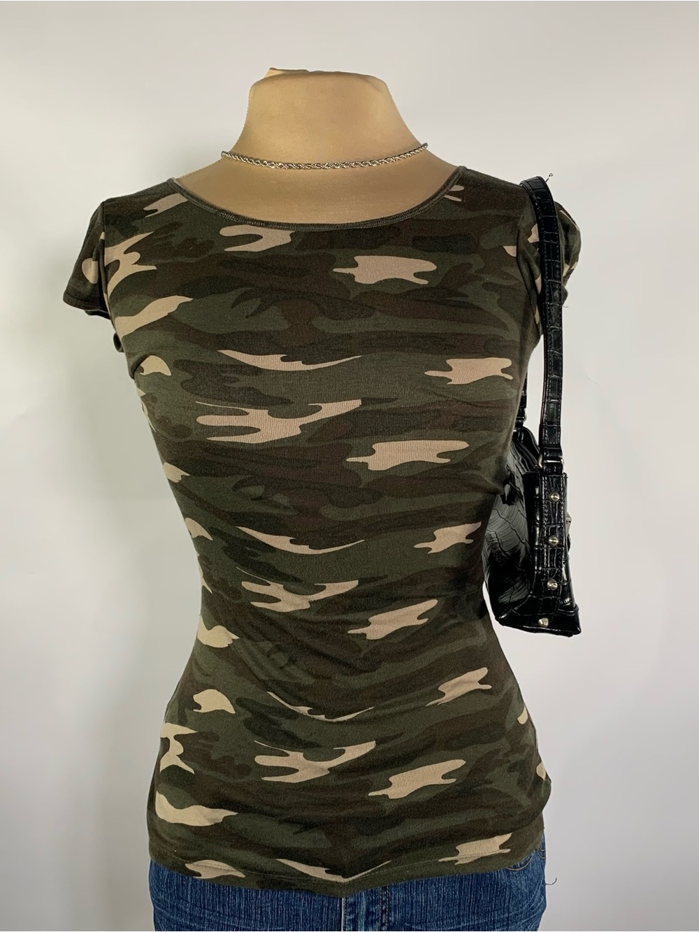 Y2K Passport Camo Baby Tee Top M